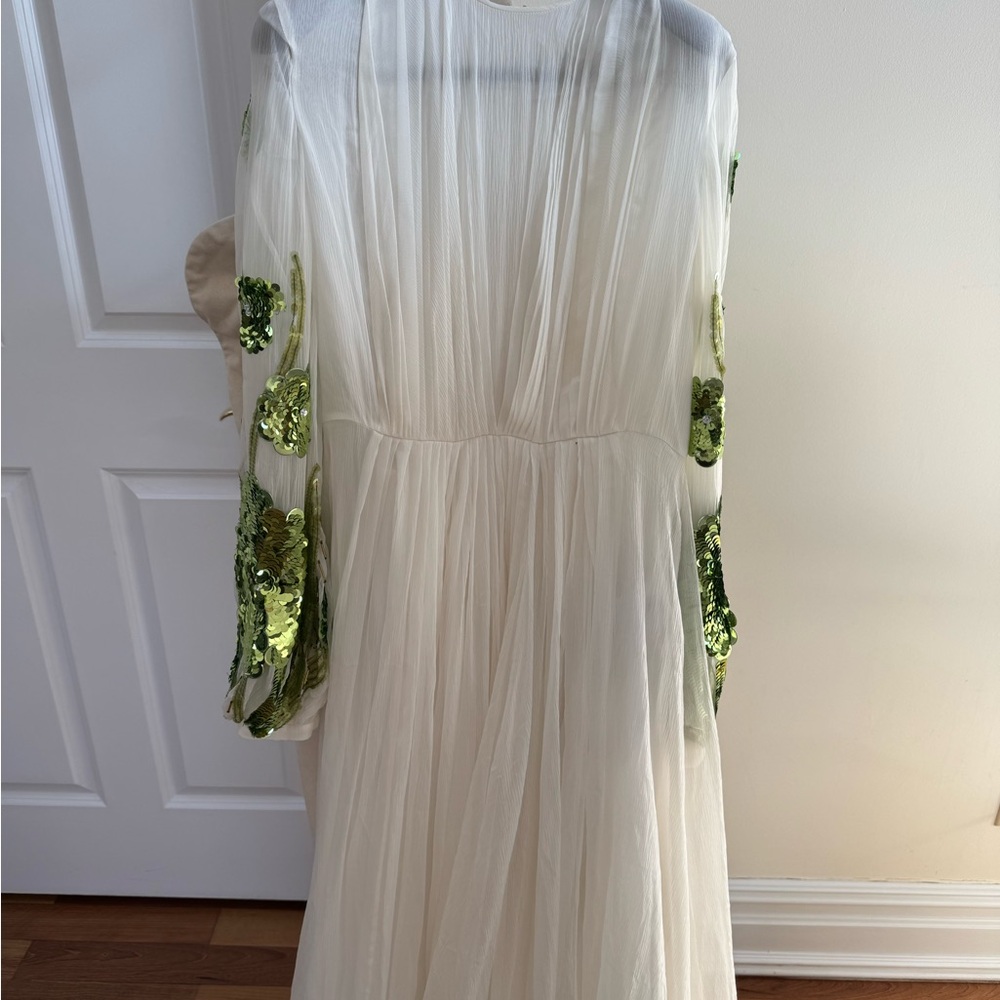 Valentino White Maxi Dress with Green Details - Picture 2 of 12
